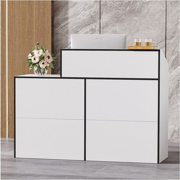 SVEYLXA Empfangstheke mit Theke, 133cm Moderner Schreibtisch für Lobby & Büro (1-St), mit klaren Linien, 133×45×100cm, weiß