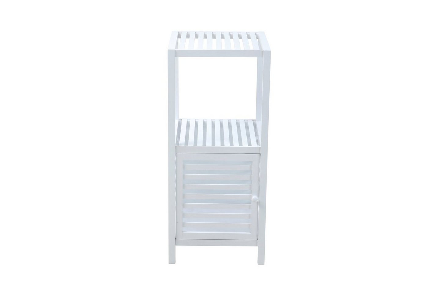 SVITA Badregal BAMBUS, Badezimmerschrank, Regal mit Tür, Weiß, 35 cm x 80 cm x 38 cm – Bild 4 von 5