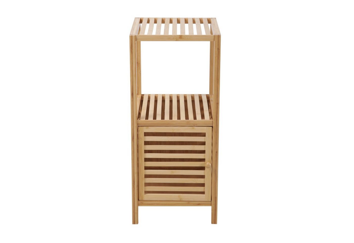 SVITA Badregal BAMBUS, Badezimmerschrank, Regal mit Tür, Bambus, 35 cm x 80 cm x 38 cm – Bild 4 von 5