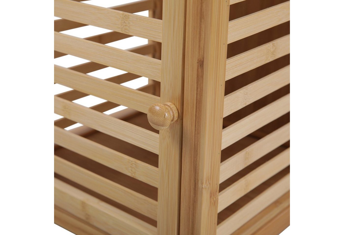 SVITA Badregal BAMBUS, Badezimmerschrank, Regal mit Tür, Bambus, 35 cm x 80 cm x 38 cm – Bild 5 von 5