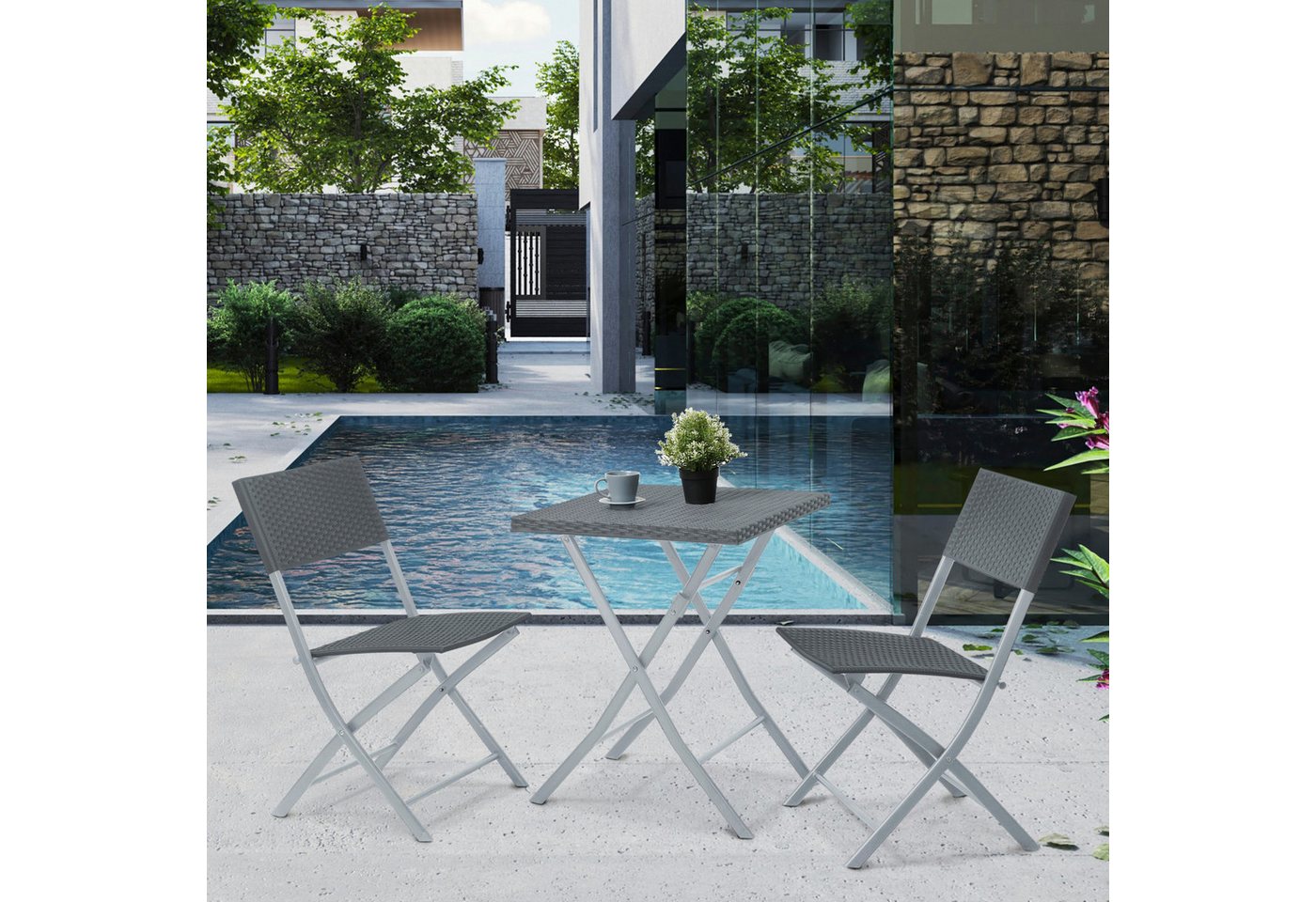 SVITA Balkonset Bistro-Set LIMA, (Set, 3-tlg., 2 Stühle und 1 Tisch), elegantes Design – Bild 3 von 4