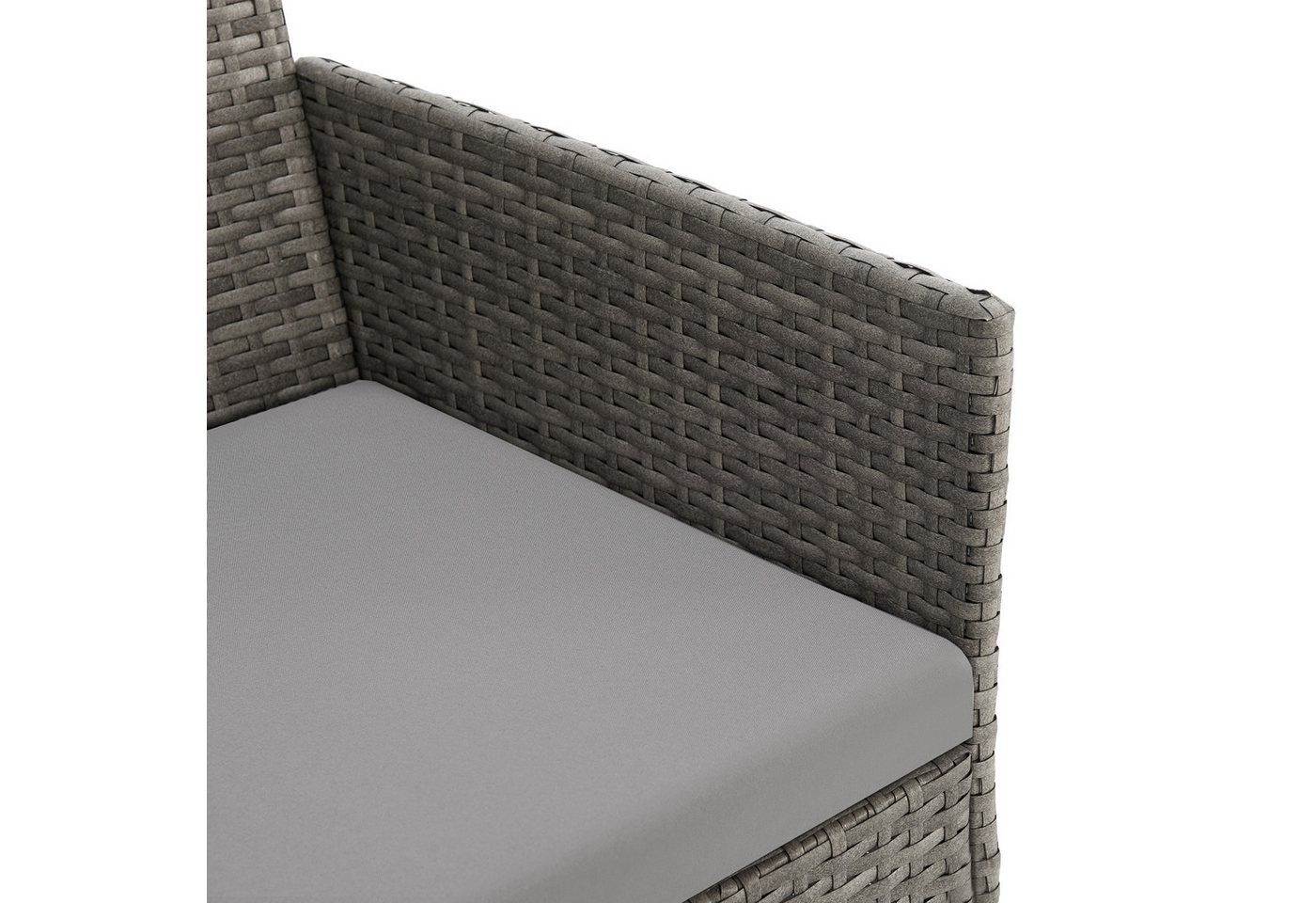 SVITA Balkonset BROOKLYN BISTRO, (Set (3-tlg), 1 Tisch, 2 Stühle), Sitzgruppe, Polyrattan, inkl. Kissen, Grau – Bild 5 von 5