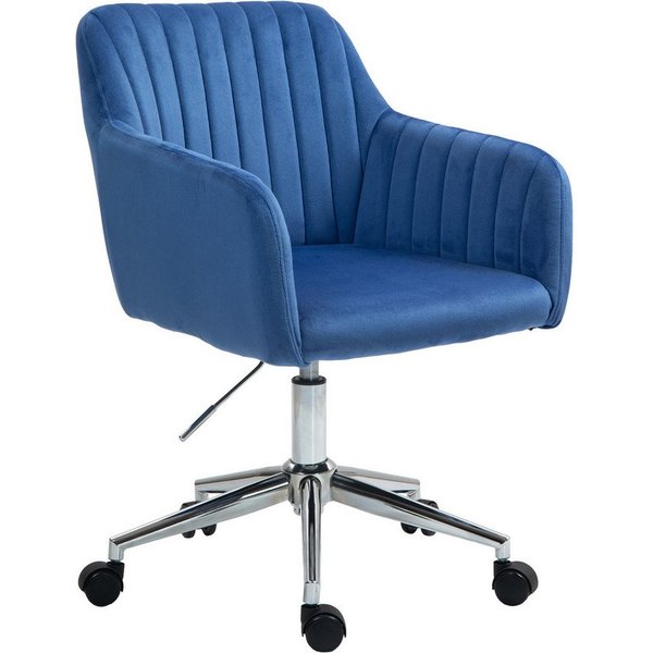 SVITA Bürostuhl OLIVER, Schreibtischstuhl, höhenverstellbar, Drehstuhl, Samtbezug, Blau