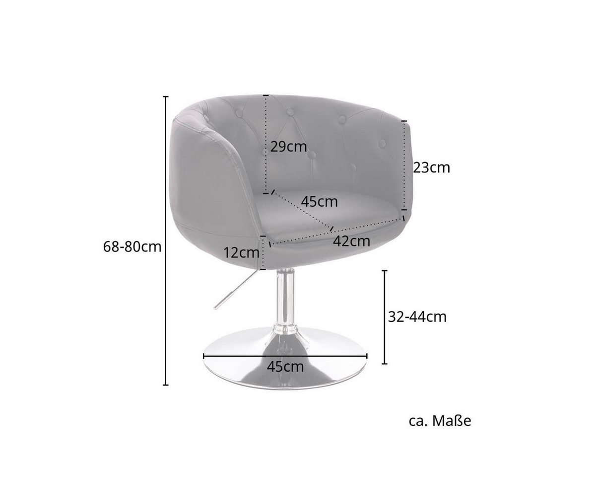 SVITA Cocktailsessel PANAMA, Drehsessel, Loungesessel, 360° drehbar, gepolstert, Kunstleder, Grau – Bild 5 von 5
