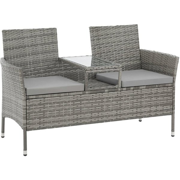 SVITA Gartenbank CHICAGO, 2-Sitzer, Rattanbank, Polyrattan, Grau