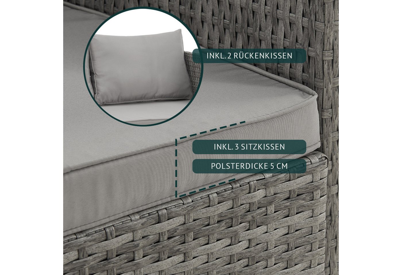 SVITA Gartenlounge-Set ATHINA, Platzsparend, umbaubar, Tisch und Sofa in einem, Grau – Bild 4 von 5