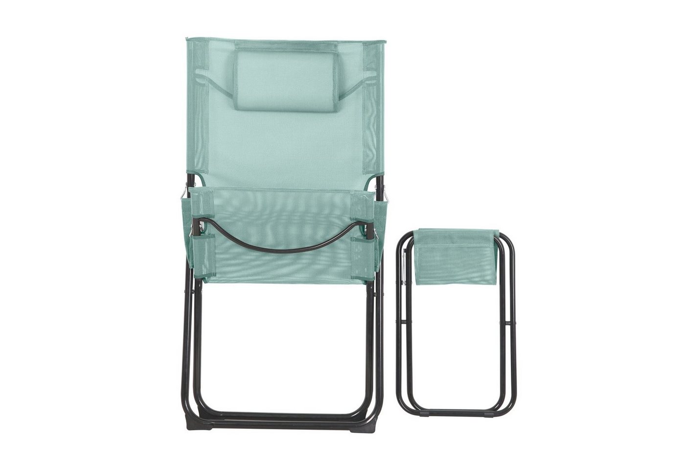 SVITA Gartenstuhl TOMRA, 2er Set, mit Kopfkissen, Armlehnen, Fußhocker, Blau/Dunkelgrau – Bild 2 von 5