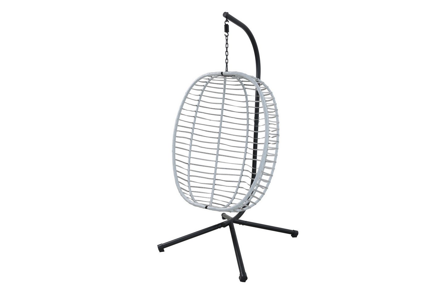 SVITA Hängesessel BELLY, mit Gestell, inkl. Kissen, Polyrattan, klappbar, Grau – Bild 4 von 5