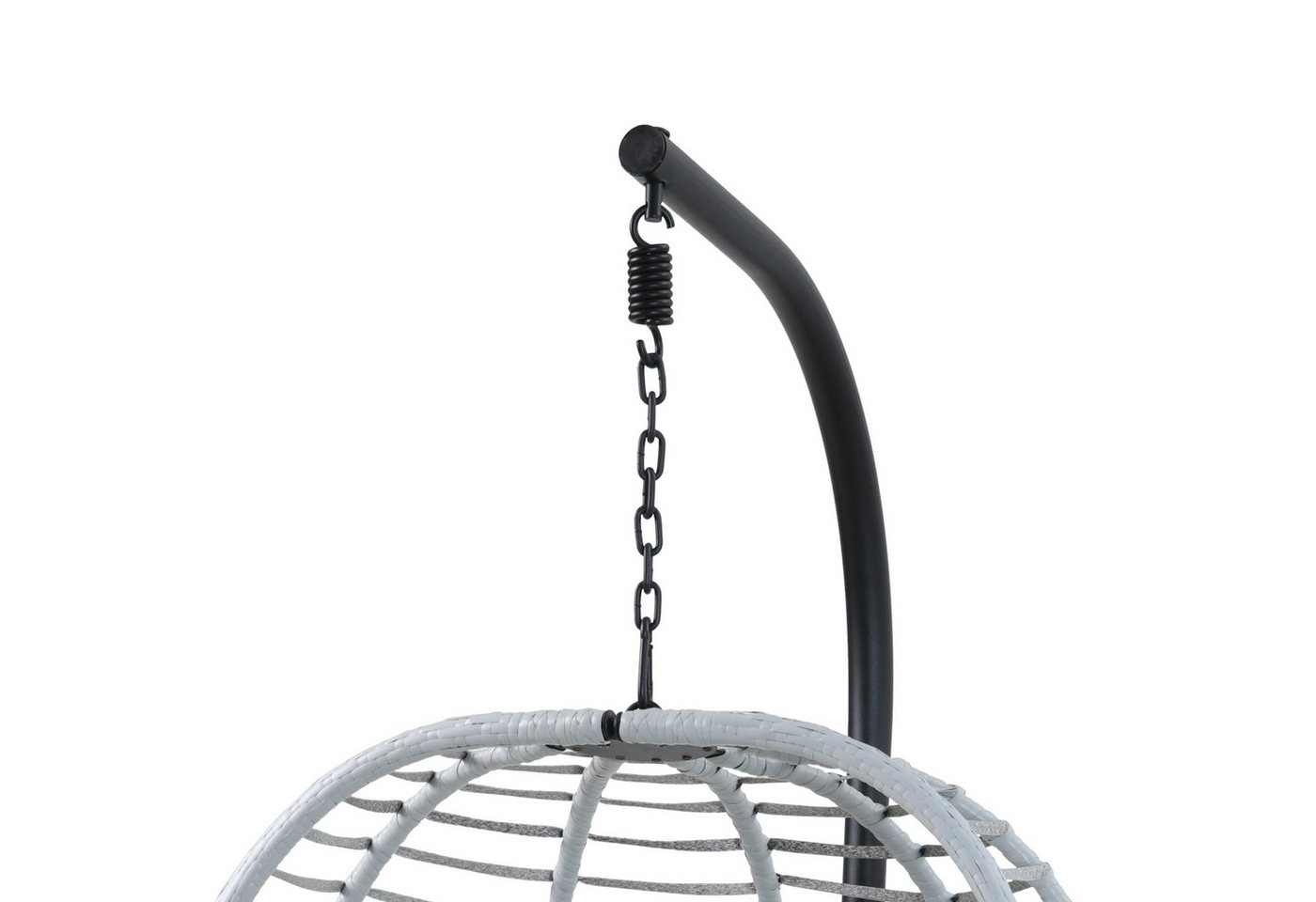SVITA Hängesessel BELLY, mit Gestell, inkl. Kissen, Polyrattan, klappbar, Grau – Bild 5 von 5