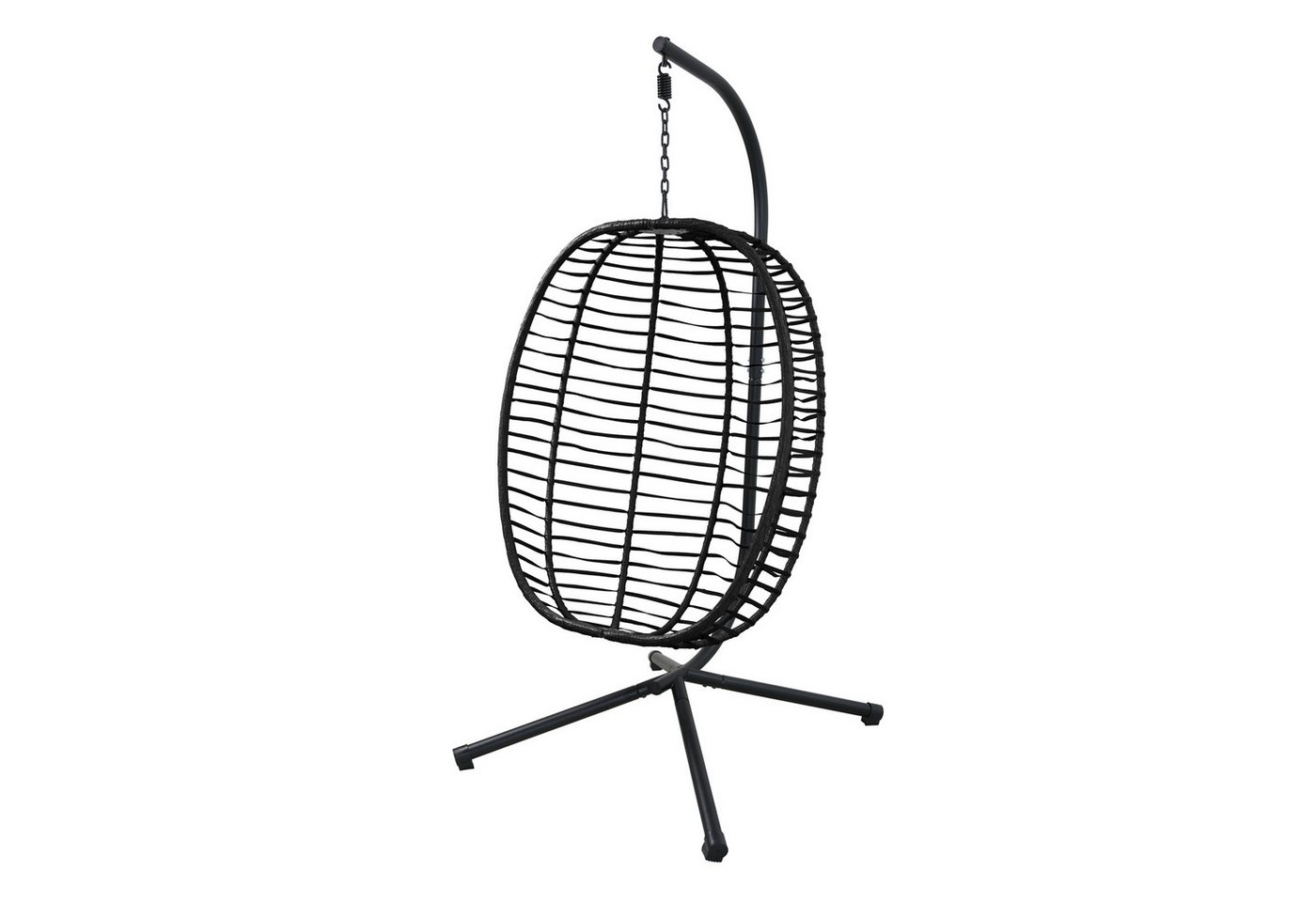 SVITA Hängesessel BELLY, mit Gestell, inkl. Kissen, Polyrattan, klappbar, Schwarz – Bild 4 von 5