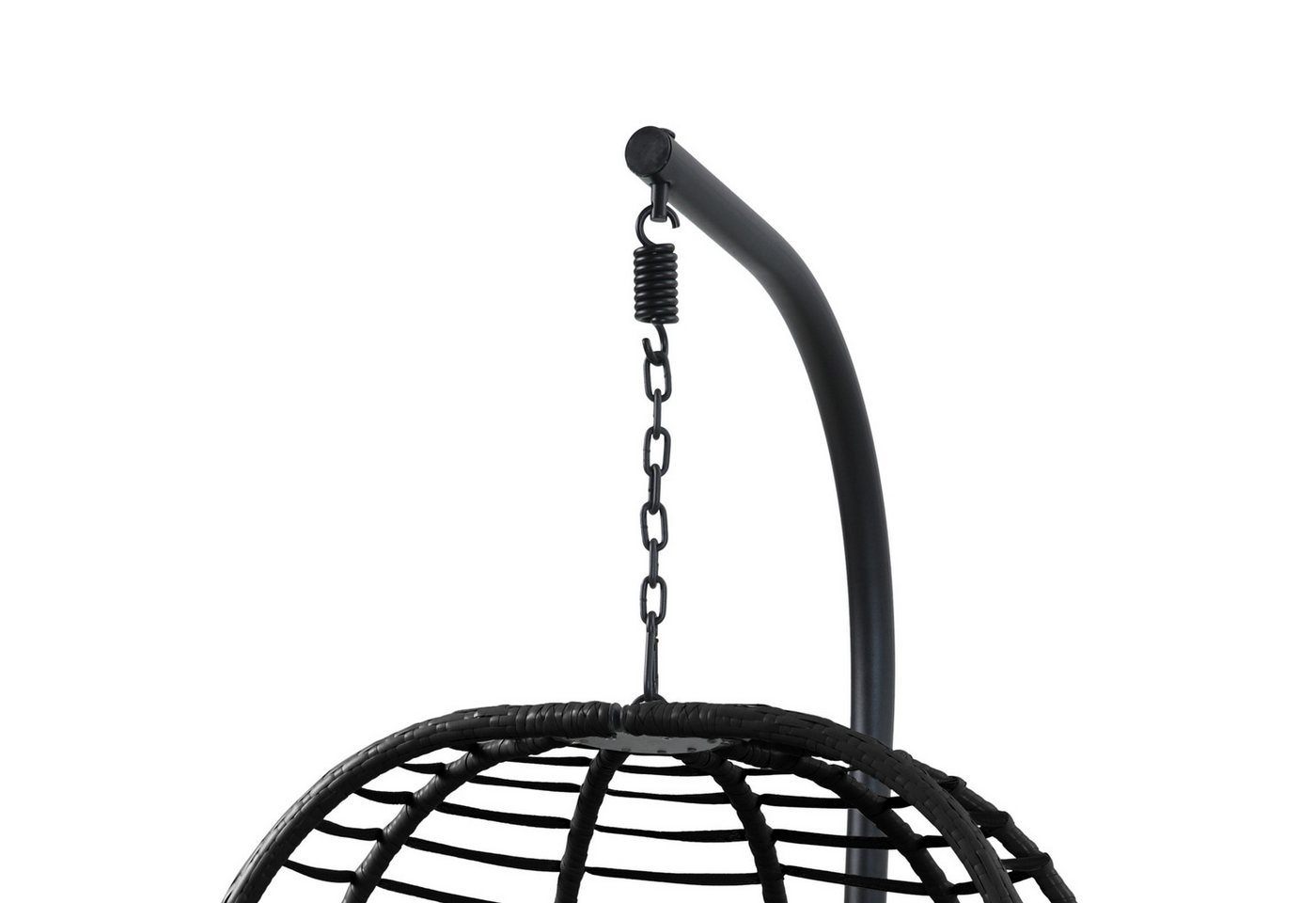 SVITA Hängesessel BELLY, mit Gestell, inkl. Kissen, Polyrattan, klappbar, Schwarz – Bild 5 von 5