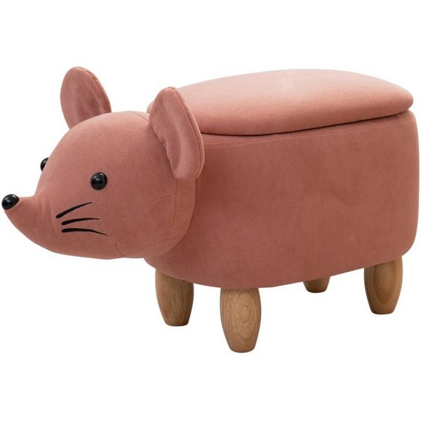 SVITA Kinderhocker Tierhocker, mit Stauraum, Maus Motiv, Sitzhocker, gepolstert, Rosa