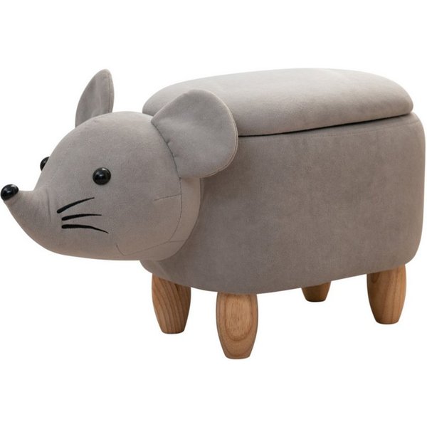 SVITA Kinderhocker Tierhocker, mit Stauraum, Nashorn Motiv, Sitzhocker, gepolstert, Grau