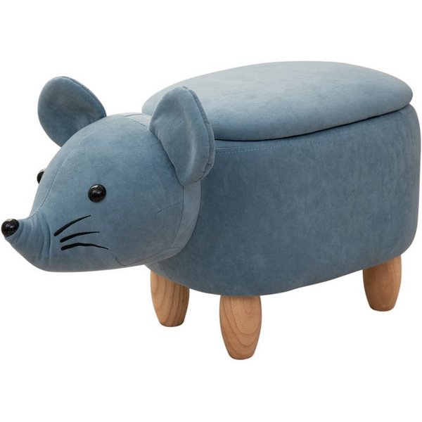 SVITA Kinderhocker Tierhocker, mit Stauraum, Maus Motiv, Sitzhocker, gepolstert, Blau