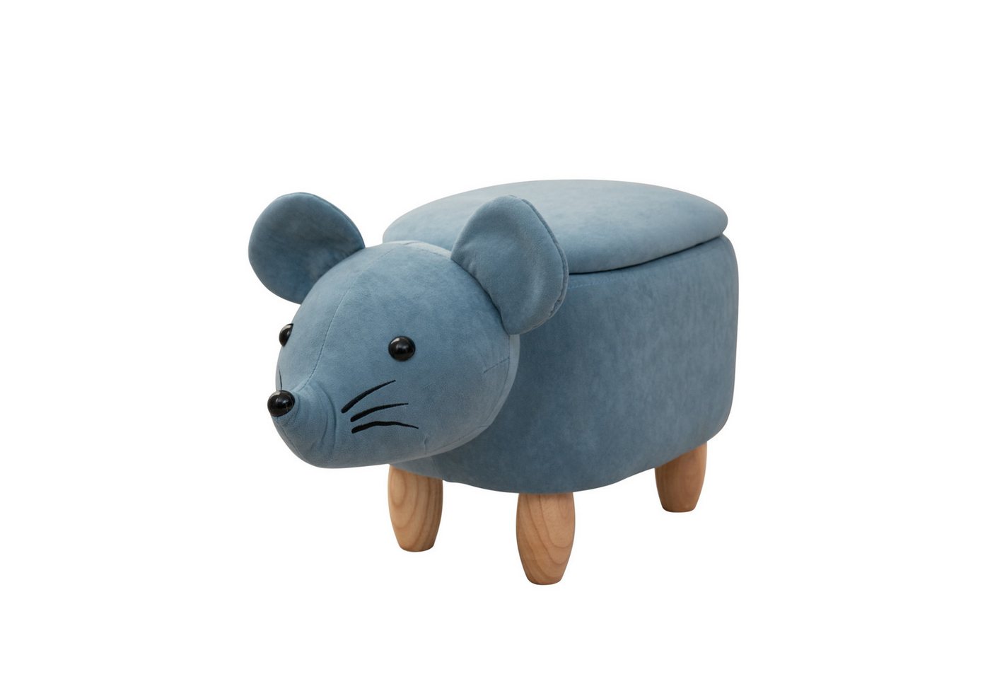 SVITA Kinderhocker Tierhocker, mit Stauraum, Maus Motiv, Sitzhocker, gepolstert, Blau – Bild 3 von 5