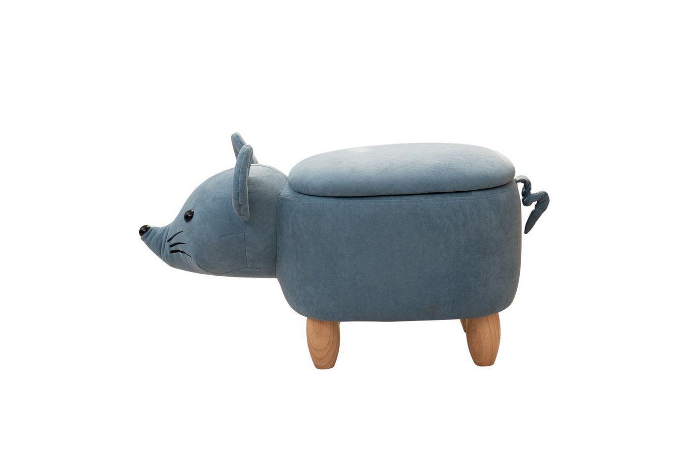 SVITA Kinderhocker Tierhocker, mit Stauraum, Maus Motiv, Sitzhocker, gepolstert, Blau – Bild 4 von 5