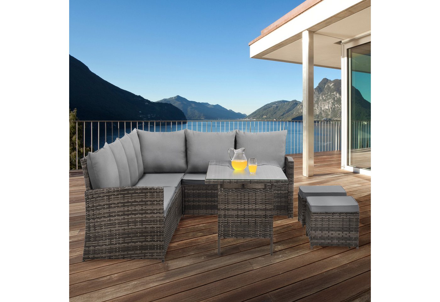 SVITA Loungeset MONROE, (Lounge-Set, 4-tlg., Gartenlounge), Garten-Lounge, Poly-Rattan, Sitzgruppe, Outdoor, Lounge-Möbel – Bild 3 von 5