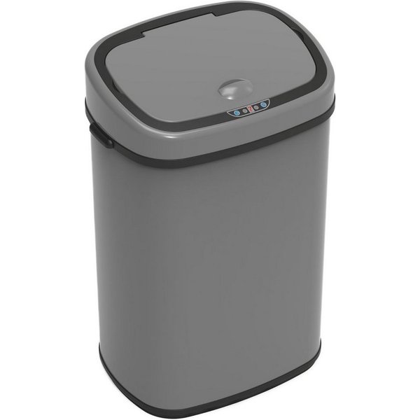SVITA Mülleimer, 30L, Bewegungssensor, Klemmbeutel für Müllbeutel, Stahl, Grau