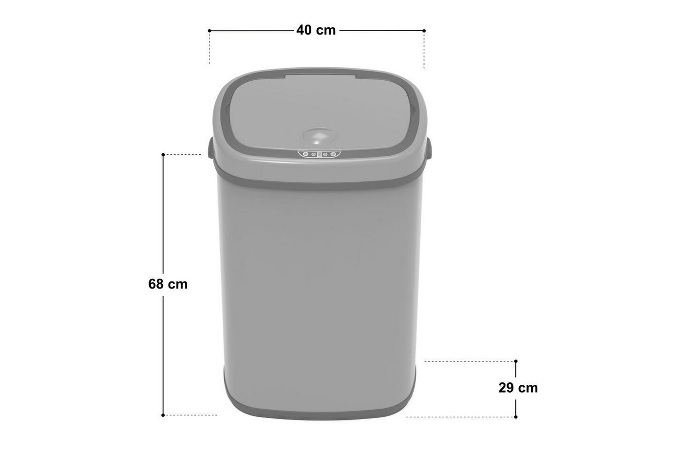 SVITA Mülleimer, 30L, Bewegungssensor, Klemmbeutel für Müllbeutel, Stahl, Grau – Bild 5 von 5