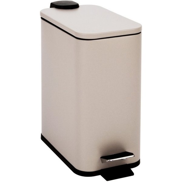SVITA Mülleimer ST5, Softclose Deckel, Tretptedal, Stahl, 5L Kosmetikeimer, Taupe Beige