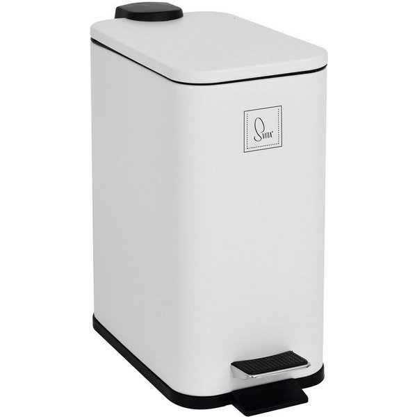 SVITA Mülleimer ST5, Treteimer, Softclose-Funktion, 5L, Stahl pulverbeschichtet, Weiß
