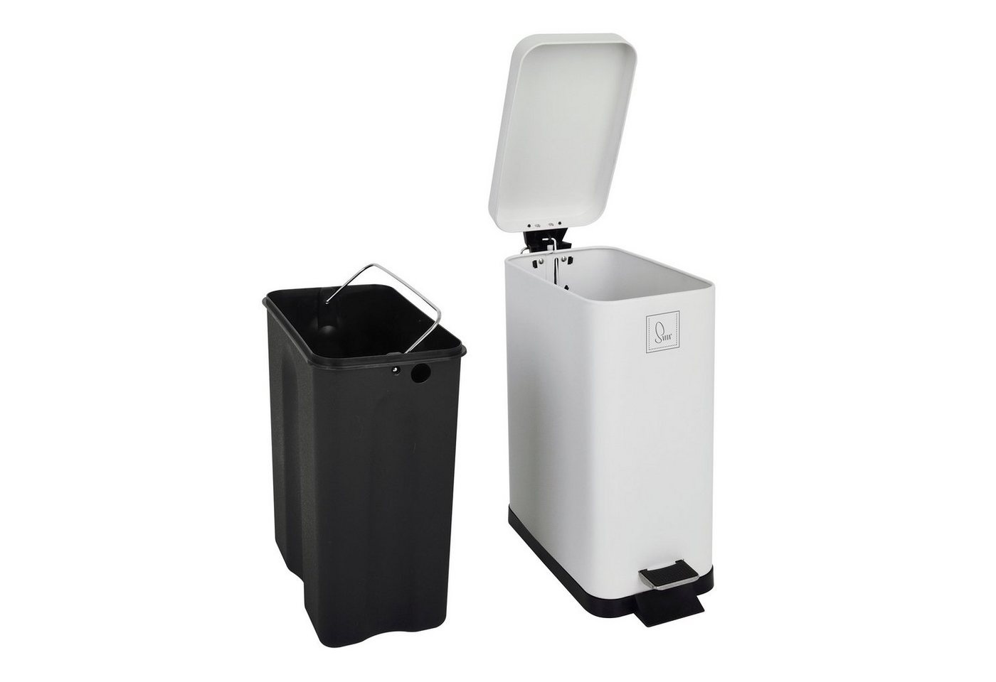 SVITA Mülleimer STM10, Treteimer, Softclose-Funktion, 18L, Pulverbeschichteter Stahl, Weiß – Bild 2 von 5