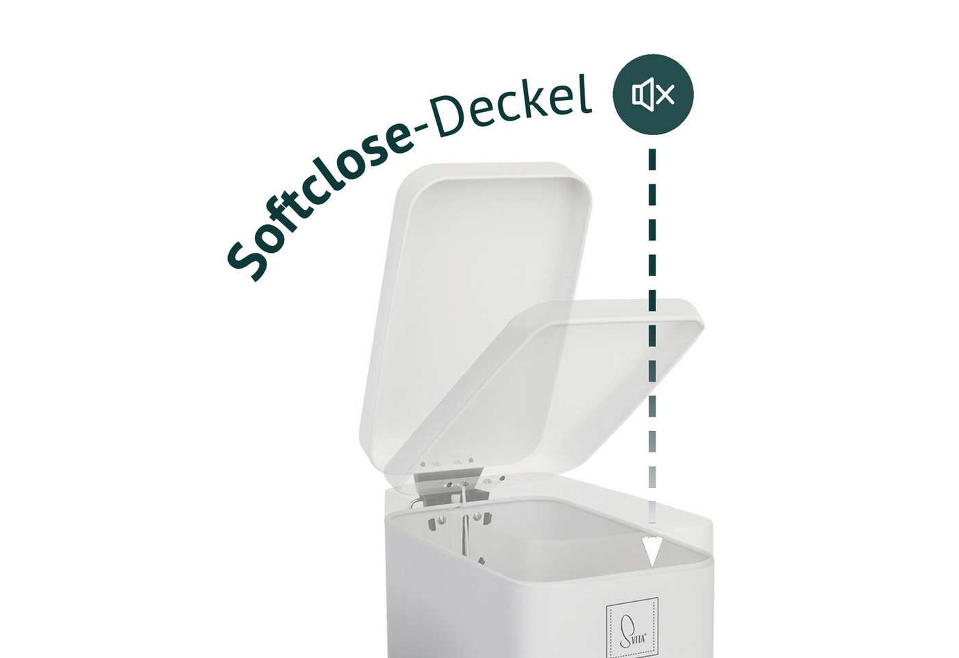 SVITA Mülleimer STM10, Treteimer, Softclose-Funktion, 18L, Pulverbeschichteter Stahl, Weiß – Bild 3 von 5