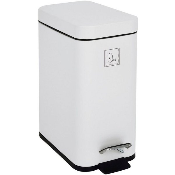 SVITA Mülleimer STM5, Treteimer, Kosmetikeimer, Softclose, 5L, Stahl pulverbeschichtet Weiß
