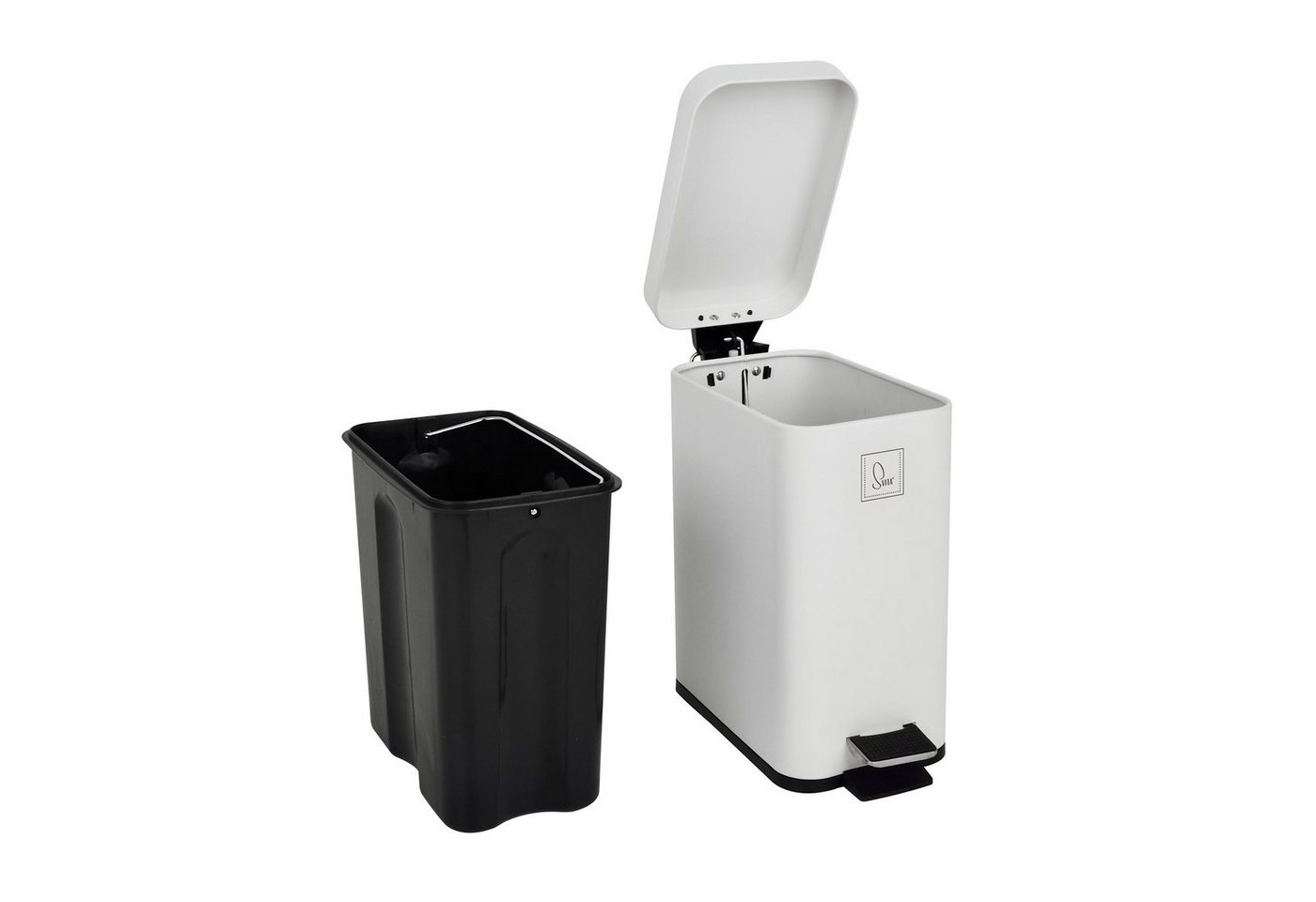 SVITA Mülleimer STM5, Treteimer, Kosmetikeimer, Softclose, 5L, Stahl pulverbeschichtet Weiß – Bild 2 von 5