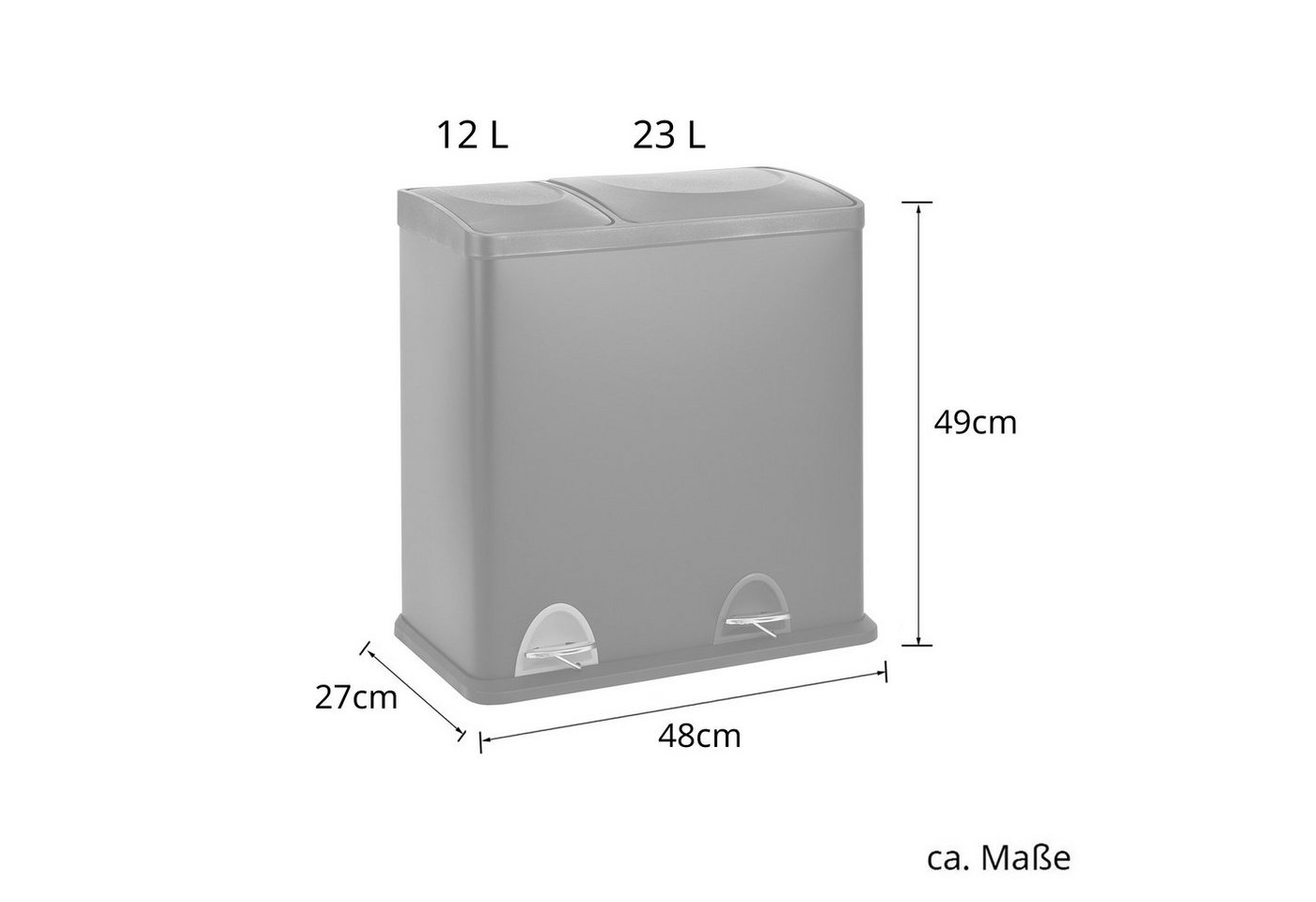 SVITA Mülleimer TC2Combo35, Treteimer, Trennsystem, Küchen-Eimer, Schwarz – Bild 5 von 5
