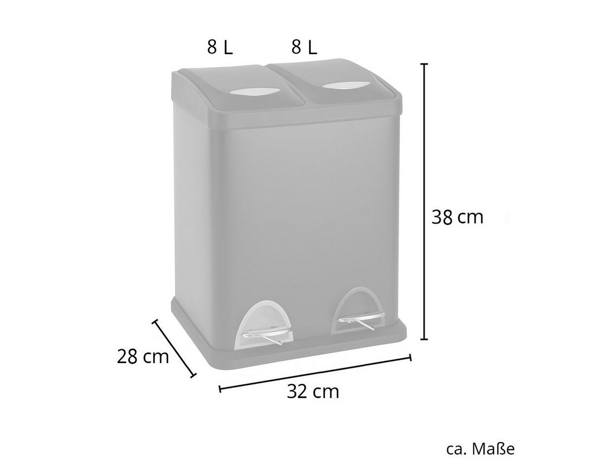 SVITA Mülleimer TC2X8, Küchen-Eimer, Abfalleimer, 2er- Mülltrennung, Treteimer, Schwarz – Bild 5 von 5