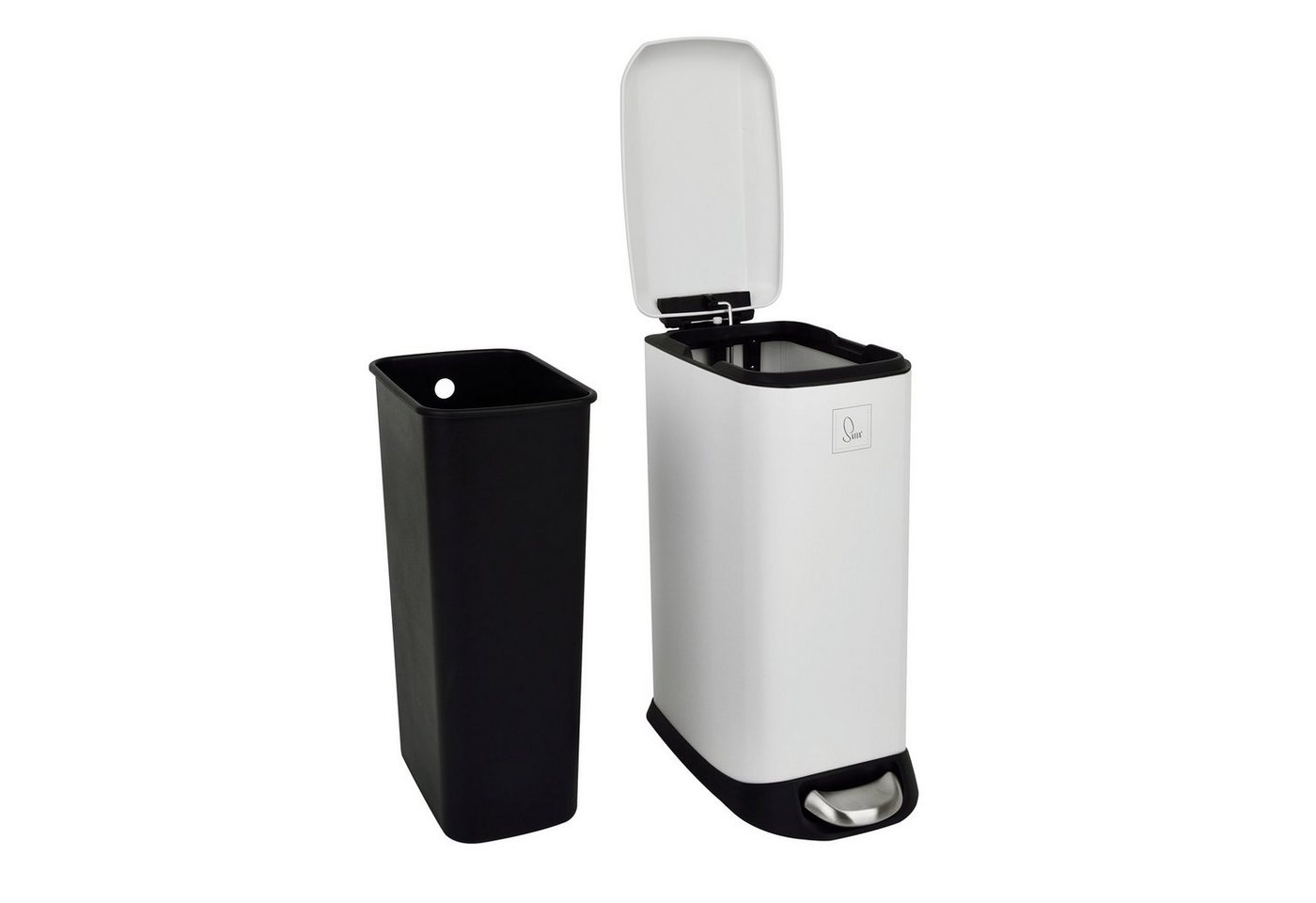 SVITA Mülleimer TS12, Treteimer, 12L, Softclose-Funktion, Stahl pulverbeschichtet, Weiß – Bild 2 von 5