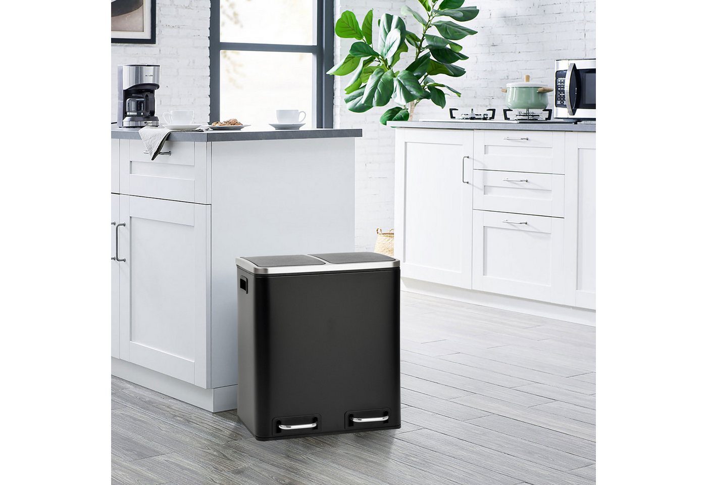 SVITA Mülltrennsystem, Tretmülleimer 2x 15L Schwarz – Bild 2 von 5