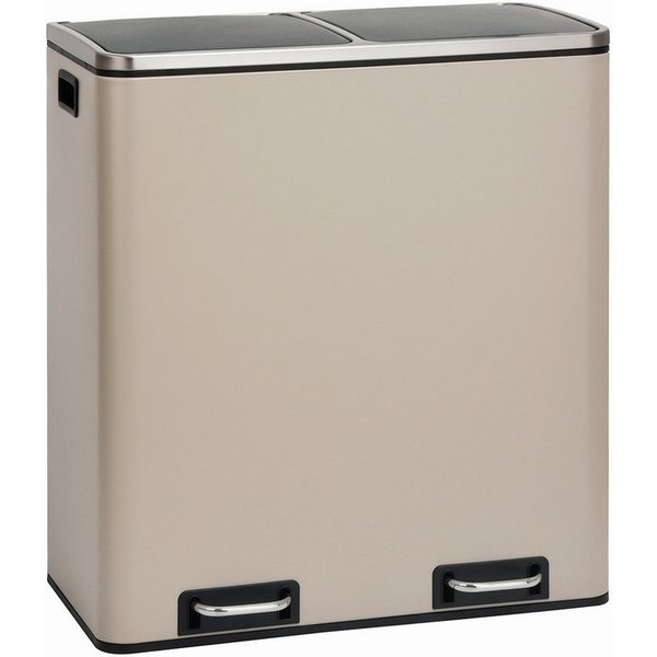 SVITA Mülltrennsystem, Mülleimer, 60L, Softclose-Deckel, Pedal, Taupe