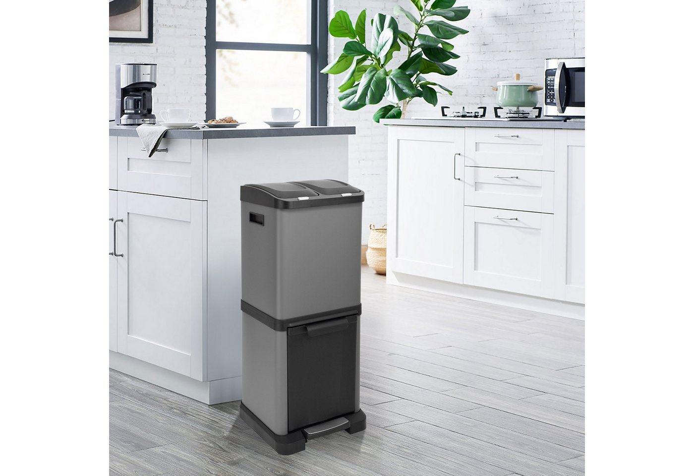 SVITA Mülltrennsystem 3XCombo, 32L Fassungsvermögen, Inneneimer mit Henkel, robust und langlebig – Bild 2 von 5