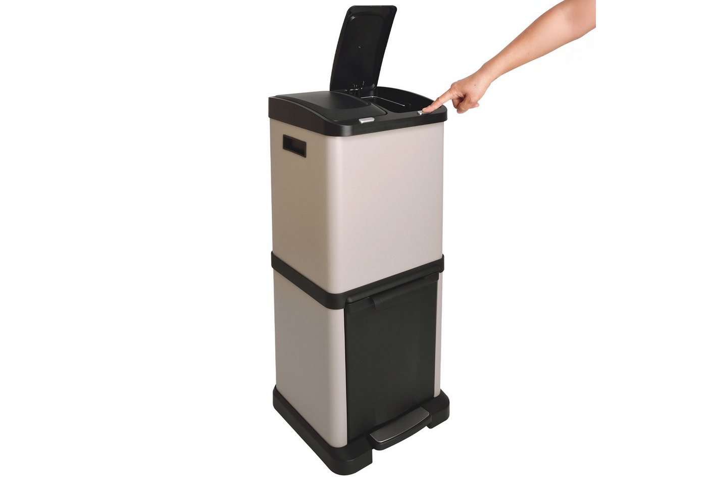 SVITA Mülltrennsystem 3XCombo, 32L Fassungsvermögen, Inneneimer mit Henkel, Taupe – Bild 2 von 5