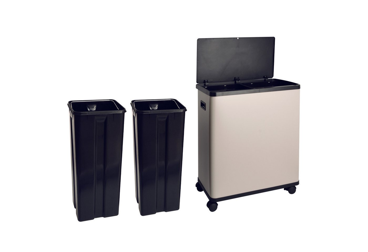 SVITA Mülltrennsystem, Herausnehmbare Inneneimer, 3 Fächer, Sensor, Soft-Close, Taupe – Bild 4 von 5