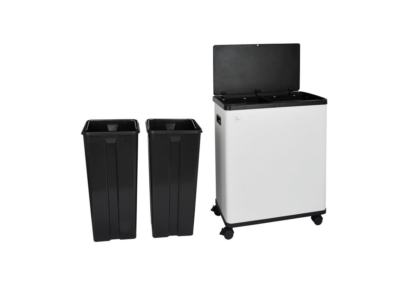 SVITA Mülltrennsystem SR2X30, Sensormülleimer, 2 Innenfächer, 60L, pulverbeschichteter Stahl, Weiß – Bild 4 von 5