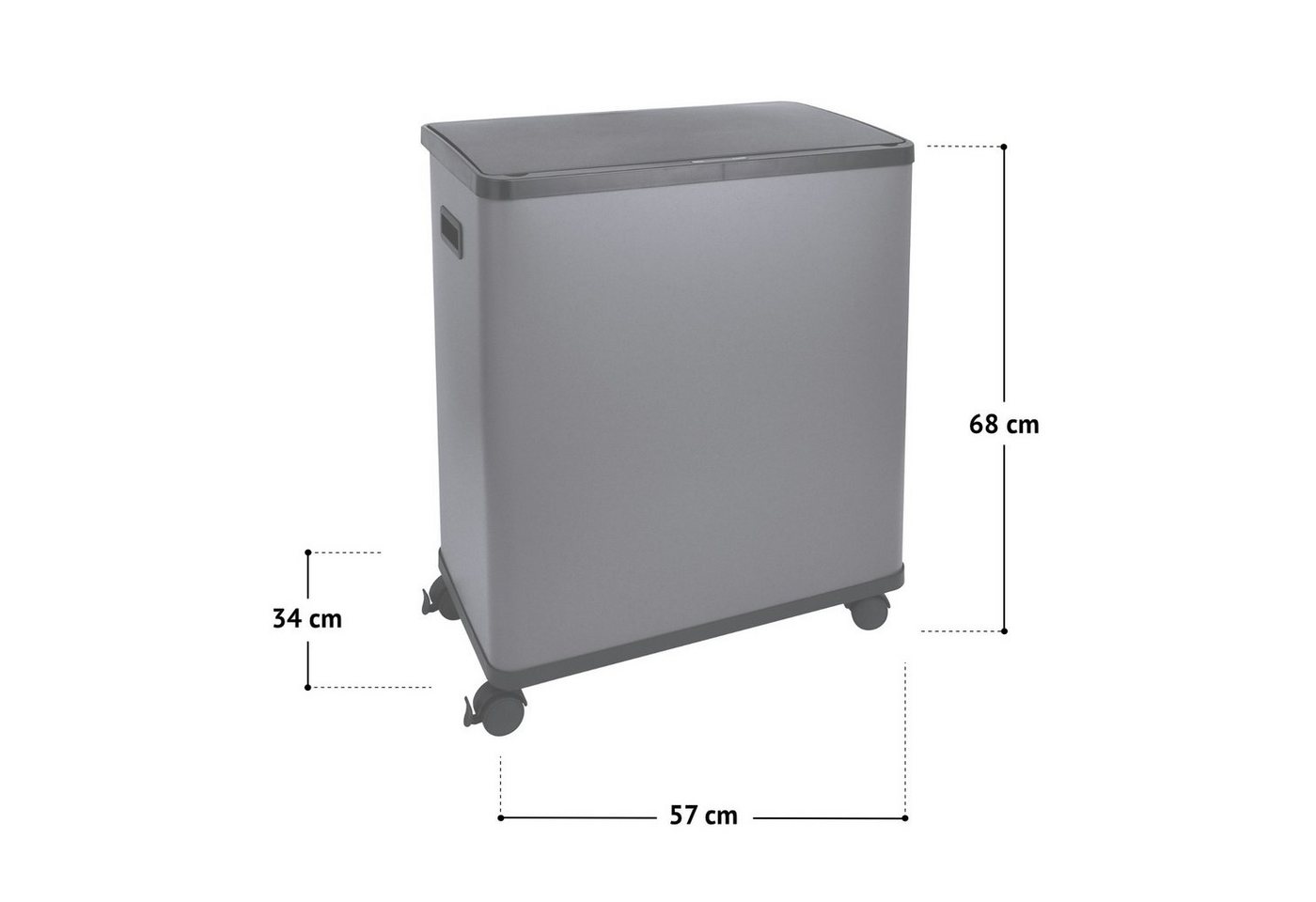 SVITA Mülltrennsystem SR2X30, Sensormülleimer, 2 Innenfächer, 60L, pulverbeschichteter Stahl, Weiß – Bild 5 von 5