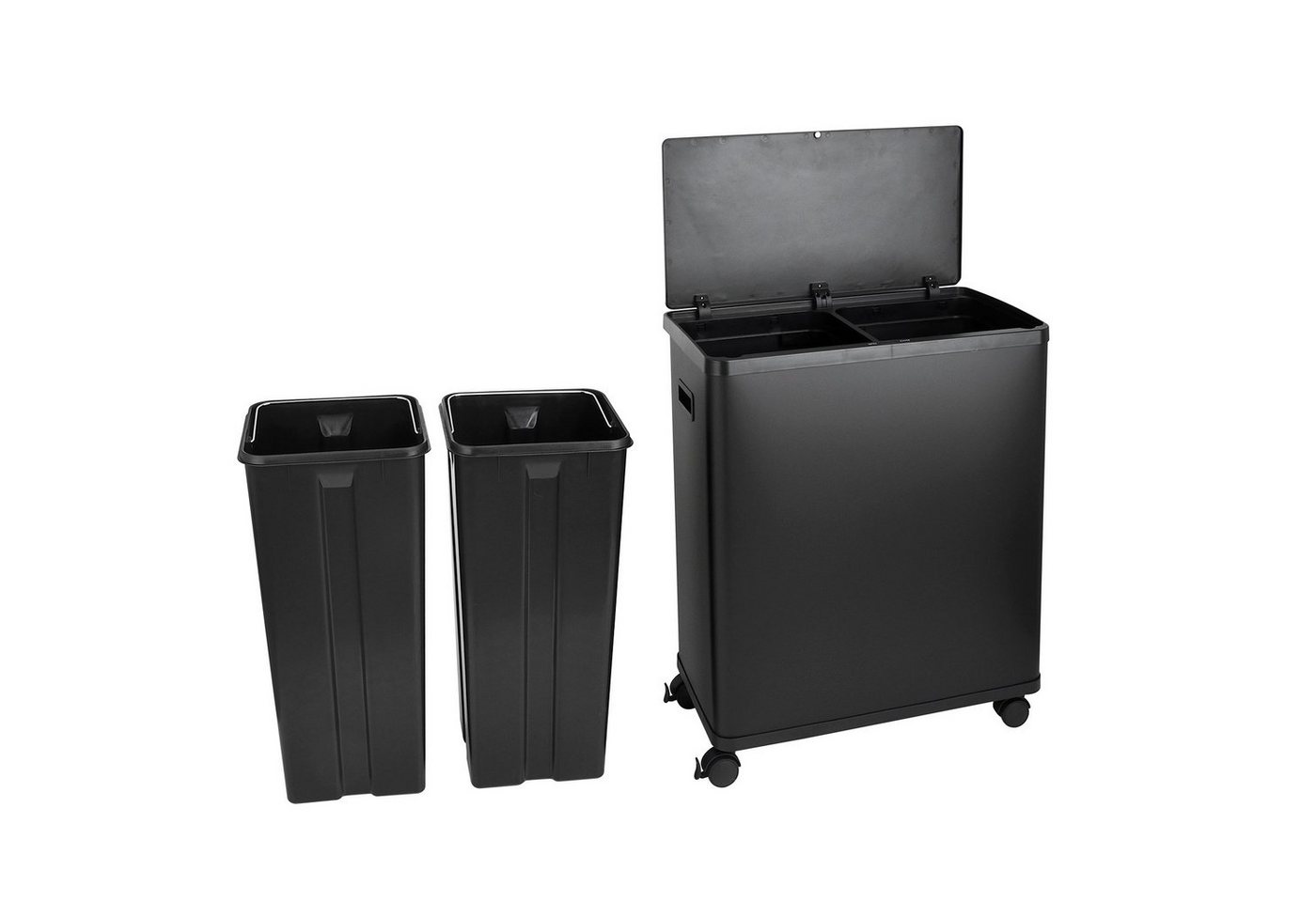 SVITA Mülltrennsystem SR2X30, Sensormülleimer, 2 Innenfächer, 60L, Stahl pulverbeschichtet, Schwarz – Bild 4 von 5