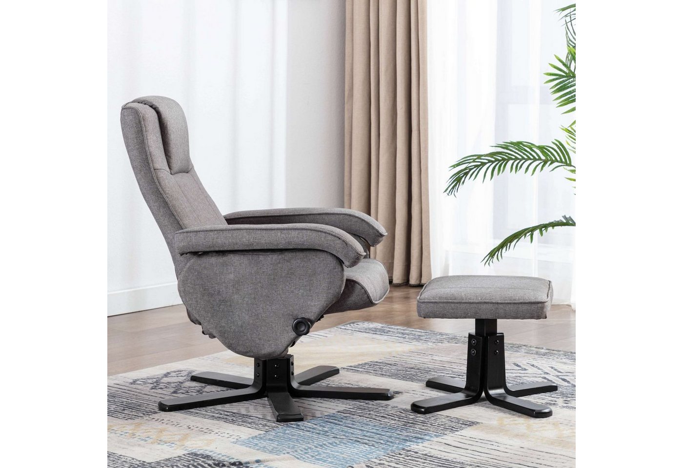 SVITA Relaxsessel CHARLES (Set, 2-St., Relaxsessel mit Hocker), 360° drehbar,mit Fußablage,Wippmechanismus,bequem gepolstert – Bild 5 von 5