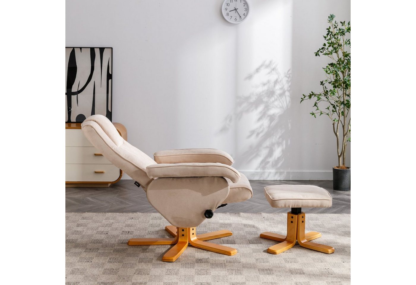 SVITA Relaxsessel CHARLES (Set, 2-St., Relaxsessel mit Hocker), 360° drehbar,mit Fußablage,Wippmechanismus,bequem gepolstert – Bild 3 von 5
