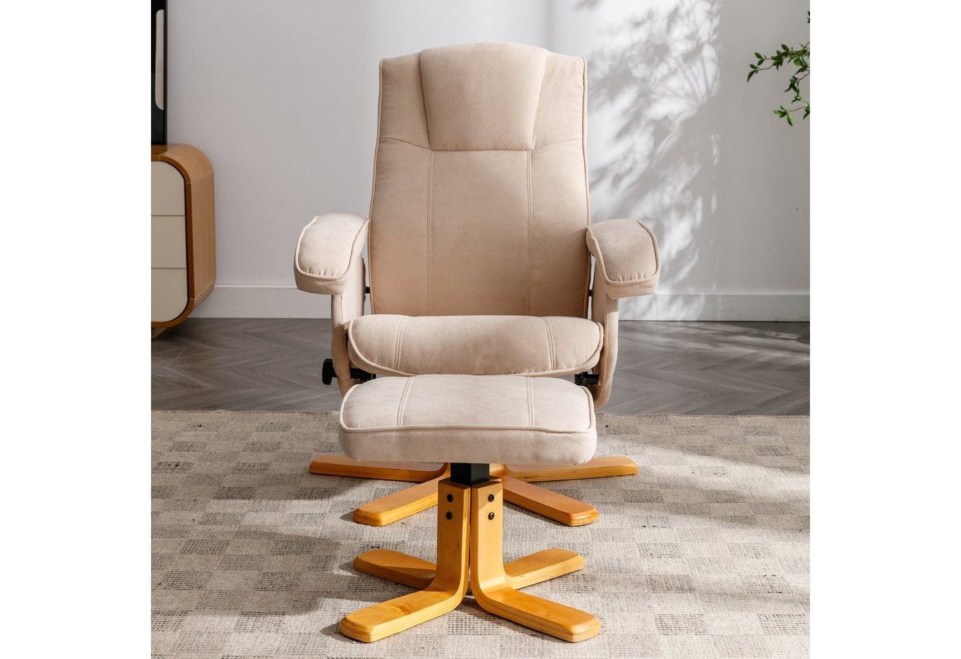 SVITA Relaxsessel CHARLES (Set, 2-St., Relaxsessel mit Hocker), 360° drehbar,mit Fußablage,Wippmechanismus,bequem gepolstert – Bild 4 von 5