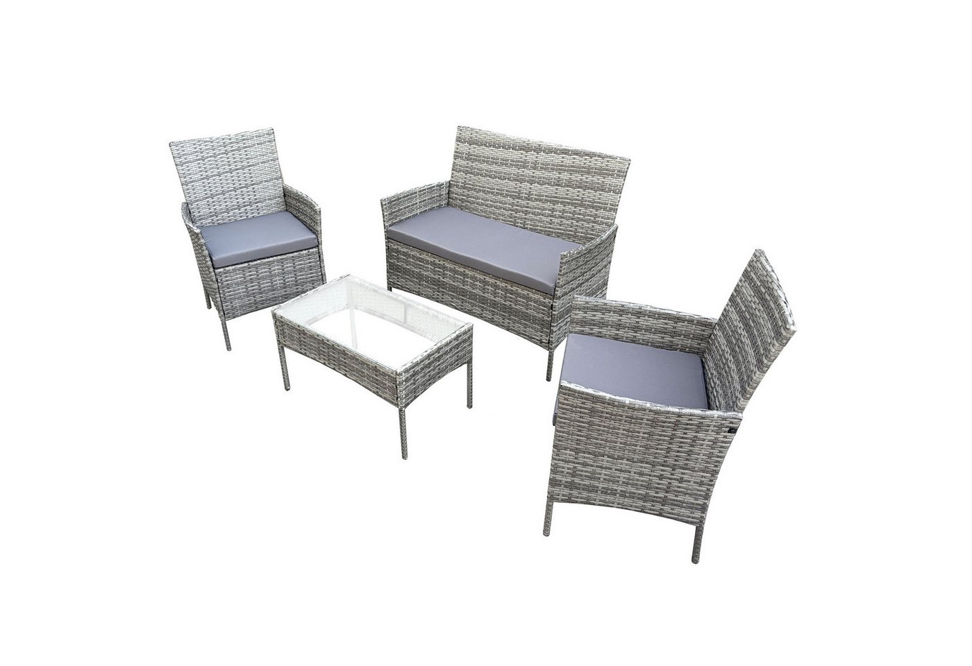 SVITA Sitzgruppe BROOKLYN, (Set, Gartenlounge mit Abdeckhaube), 4-teilig, Polyrattan Lounge Set, wetterfest, inkl. Kissen, Grau – Bild 5 von 5