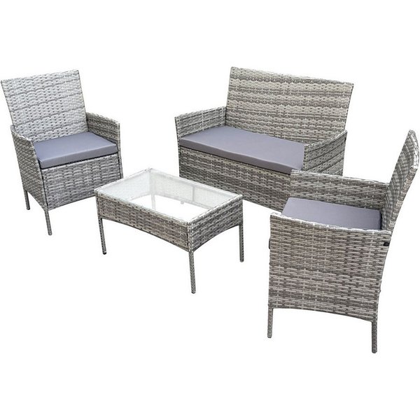 SVITA Sitzgruppe BROOKLYN, (Set, 4-tlg., Gartenlounge), Gartenmöbel Set, Sitzgruppe, Polyrattan