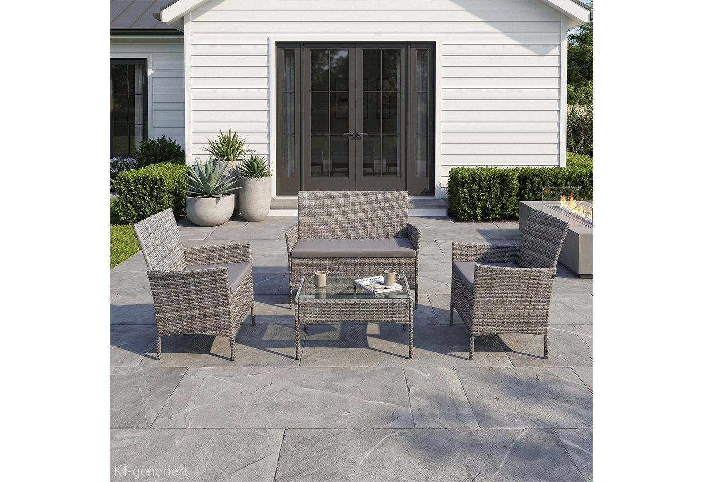 SVITA Sitzgruppe BROOKLYN, (Set, 4-tlg., Gartenlounge), Gartenmöbel Set, Sitzgruppe, Polyrattan – Bild 2 von 5