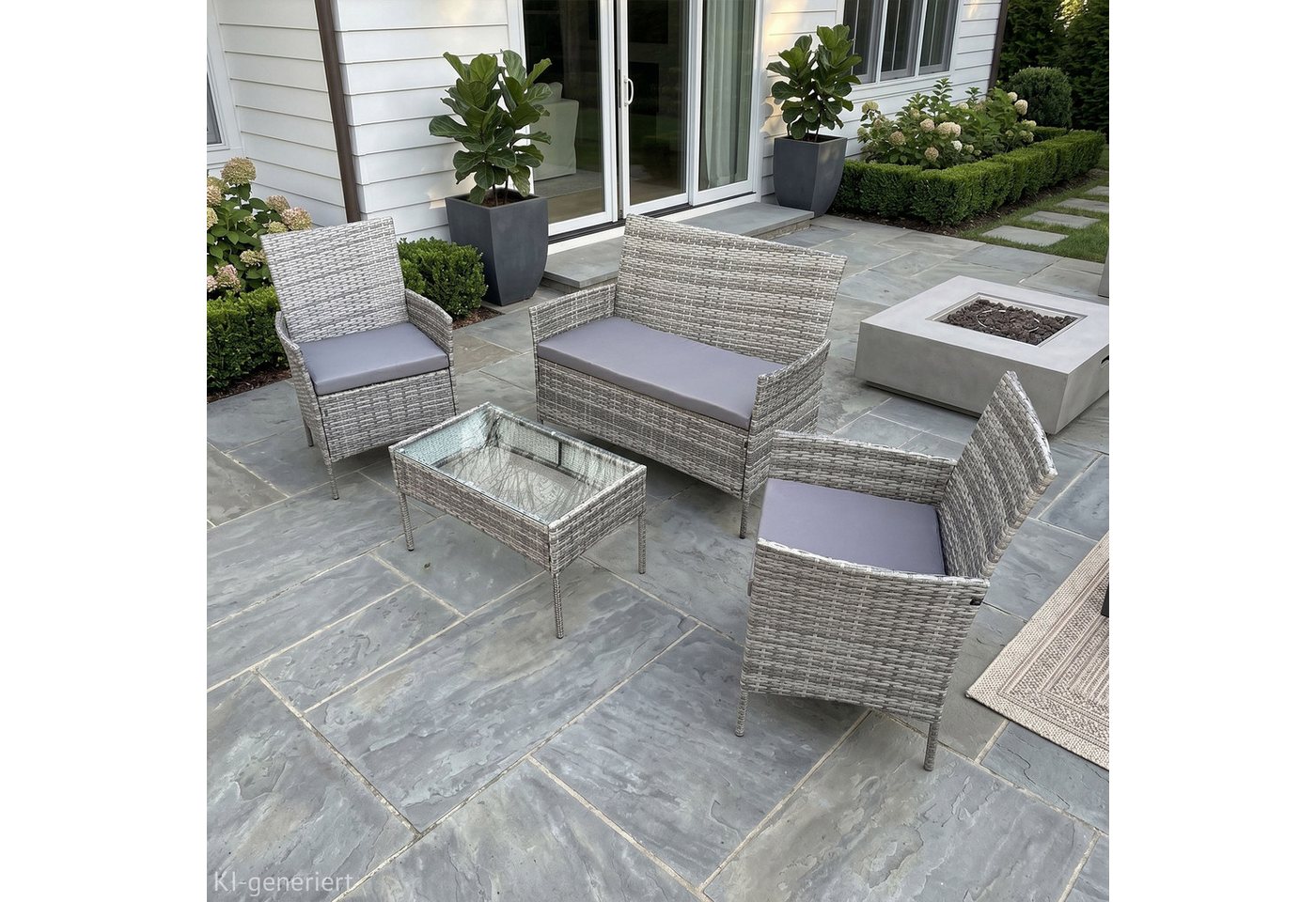 SVITA Sitzgruppe BROOKLYN, (Set, 4-tlg., Gartenlounge), Gartenmöbel Set, Sitzgruppe, Polyrattan – Bild 3 von 5