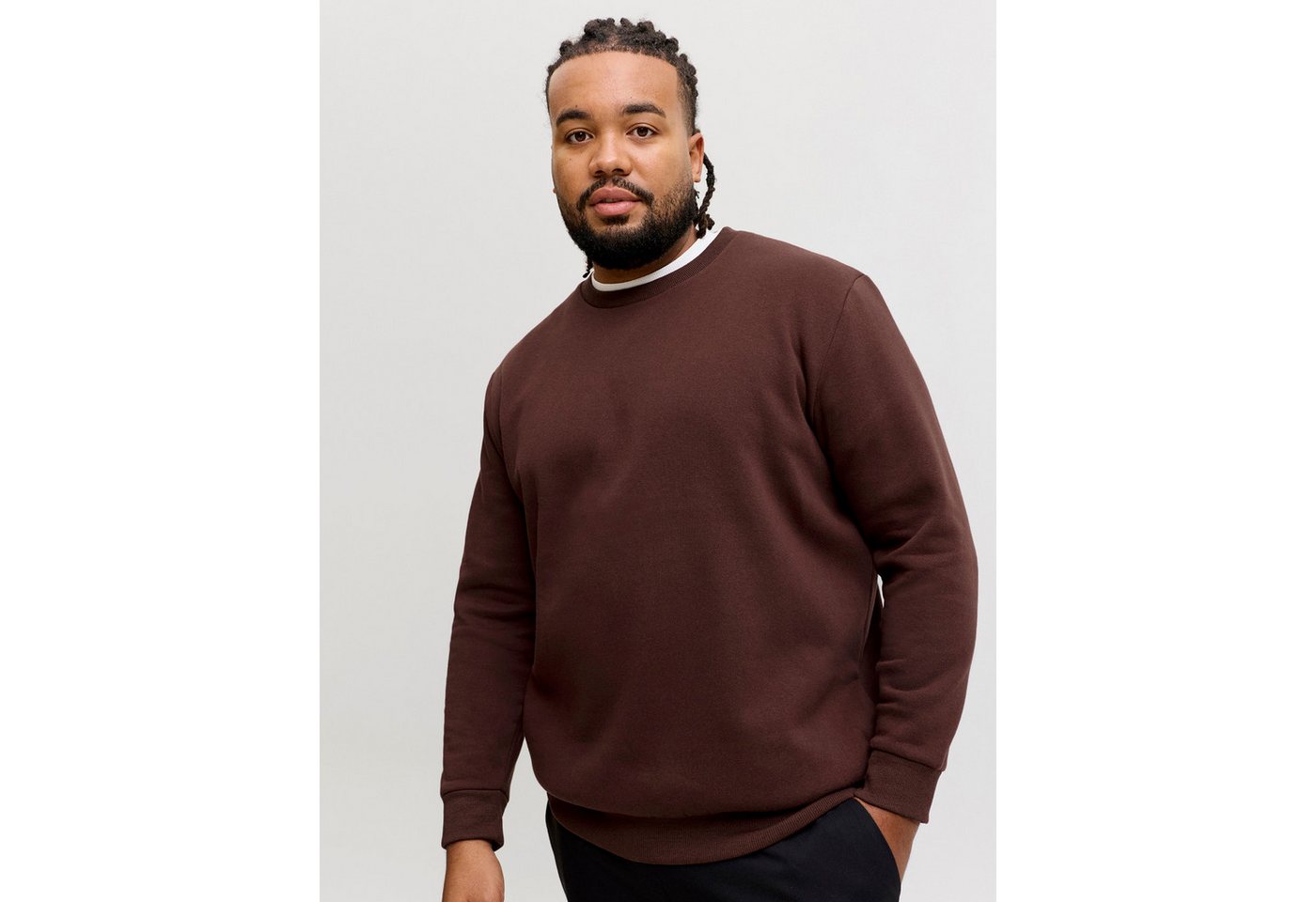 Jack & Jones Sweater Jack&Jones Übergrößen Basic-Sweater braun JJEBRADLEY – Bild 4 von 5