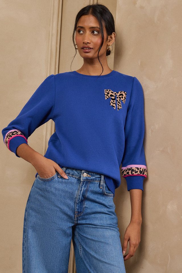Love & Roses Sweater Love & Roses Sweatshirt, Randstreifen & 3/4-Ärmel (1-tlg) – Bild 2 von 4