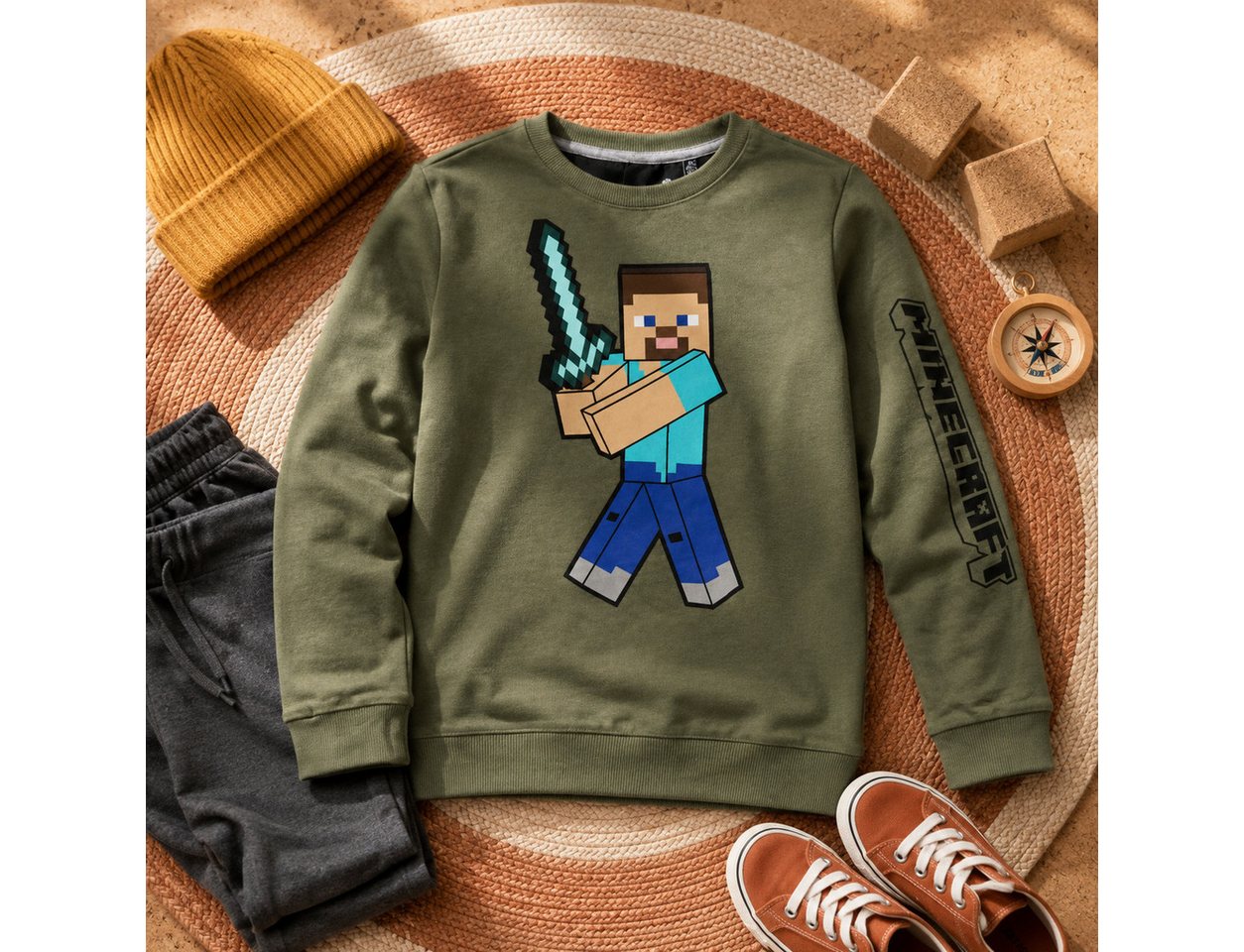 Minecraft Sweater Minecraft Gamer Steve Kinder Jungen Pulli Pullover Gr. 128 bis 152 – Bild 4 von 5